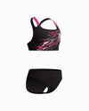 Speedo Junior's (W) Medley Logo Racerback 2pc Bikini Set - Black/Pink
