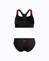 Speedo Junior's (W) Medley Logo Racerback 2pc Bikini Set - Black/Pink