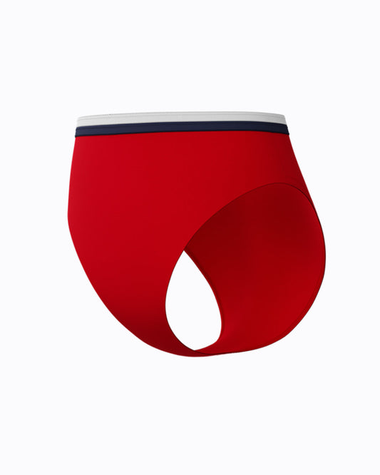 Speedo Women's High Waist Bikini Bottom - Red/White