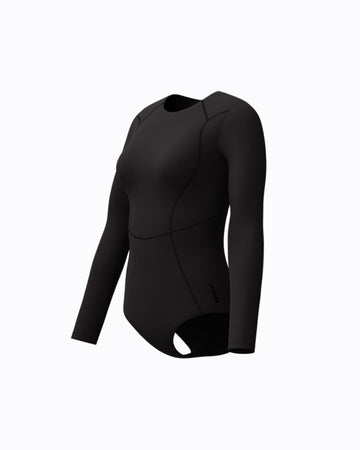 Speedo Women's Ocean Flex L/S Zip 1pc Swimsuit - Black