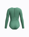 Speedo Women's Ocean Flex L/S Zip 1pc Swimsuit - Green