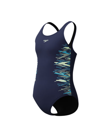 Speedo Junior's (W) Placement Muscleback 1pc Swimsuit - Navy/Green