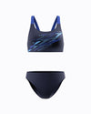 Speedo Women's Medley Logo V-Back 2pc Swimsuit - Navy/Blue