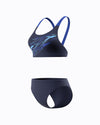 Speedo Women's Medley Logo V-Back 2pc Swimsuit - Navy/Blue