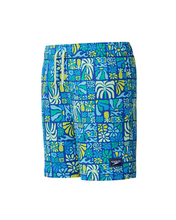 Speedo Junior's (M) Print Volley 15inch Watershort - Blue/Light Green