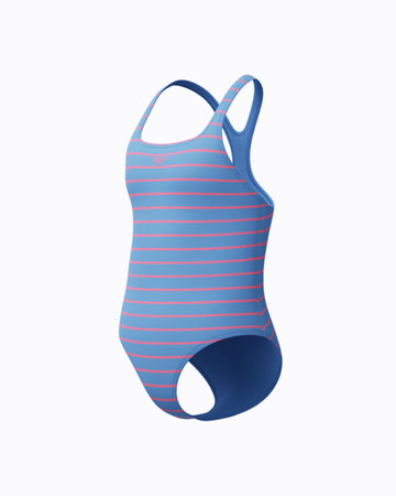 Speedo Junior's (W) Stripe Print Medalist 1pc Swimsuit - Blue/Pink