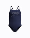 Speedo Junior's (W) Endurance+ Logo Thinstrap 1pc Swimsuit - Navy/Blue