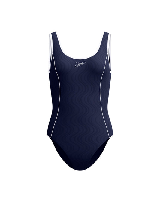 Speedo Women's Texture Bound Scoop One Piece (AsiaFit) - Navy/White