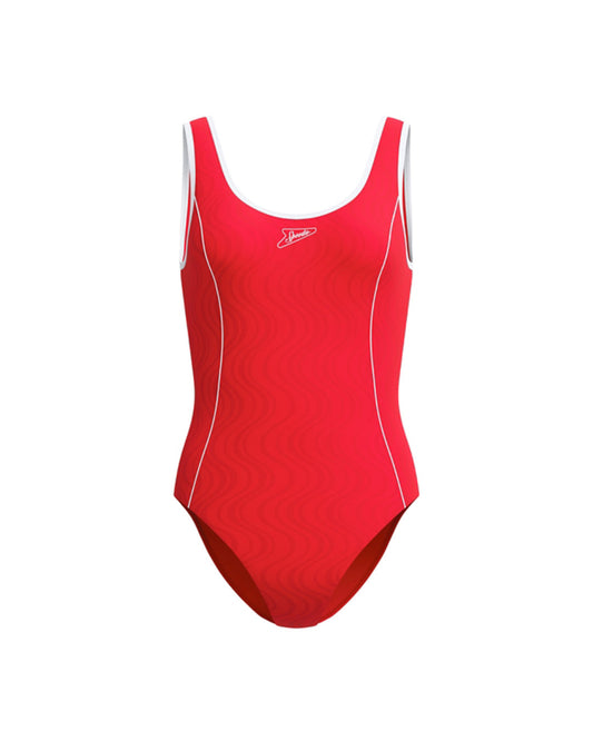 Speedo Women's Texture Bound Scoop One Piece (AsiaFit) - Red/White