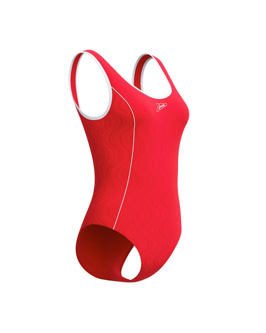 Speedo Women's Texture Bound Scoop One Piece (AsiaFit) - Red/White