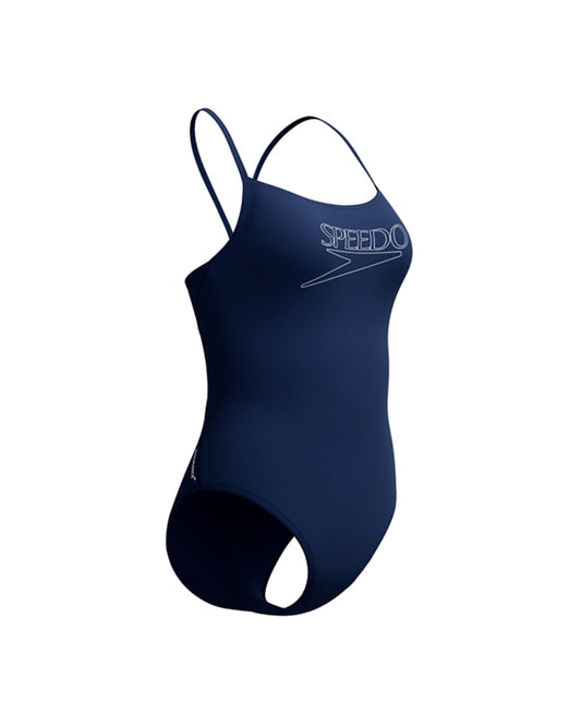 Speedo Women's Endurance+ Logo Thin Strap One Piece (AsiaFit) - Navy
