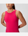 Speedo Women's Solid High Neck One Piece (AsiaFit) - Dark Pink