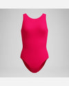 Speedo Women's Solid High Neck One Piece (AsiaFit) - Dark Pink