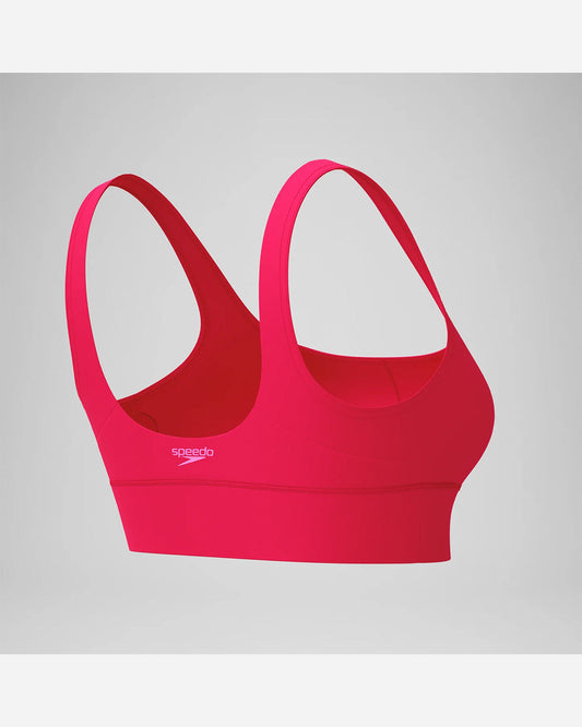 Speedo Women's Solid Square Neck Bikini Top (AsiaFit) - Dark Pink