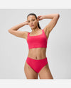 Speedo Women's Solid Square Neck Bikini Top (AsiaFit) - Dark Pink