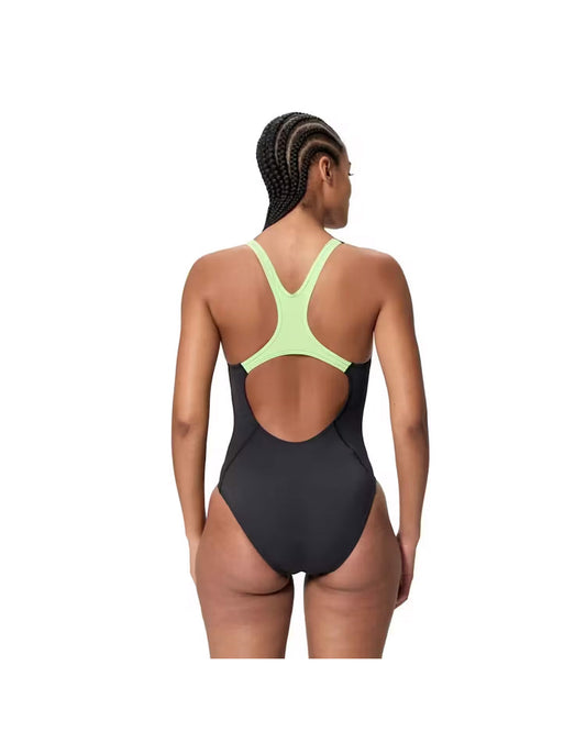 Speedo Women's Hyperboom Print Medalist One Piece (AsiaFit) - Black/Light Green