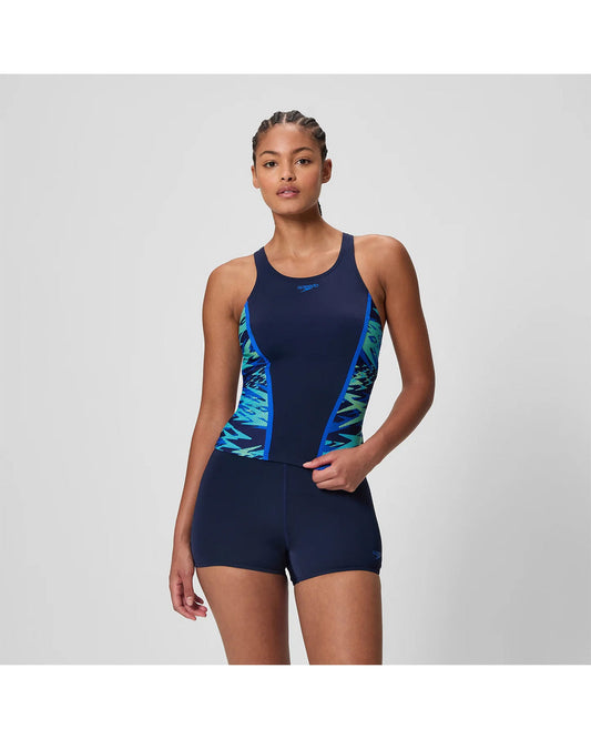 Speedo Women's Hyperboom Splice Tankini Set (AsiaFit) - Navy/Light Green