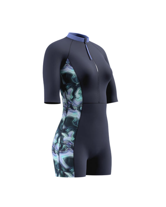 Speedo Women's Short Sleeve Legsuit (AsiaFit) - Dark Blue