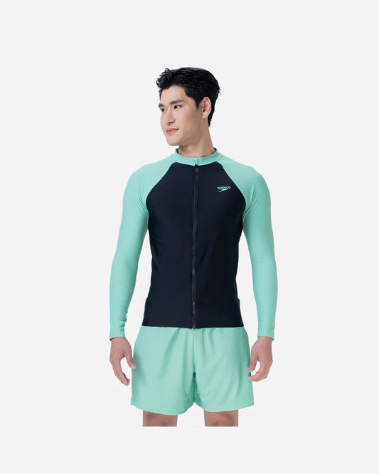 Speedo Men's Sun Protection Rashguards Zip-Up - Black